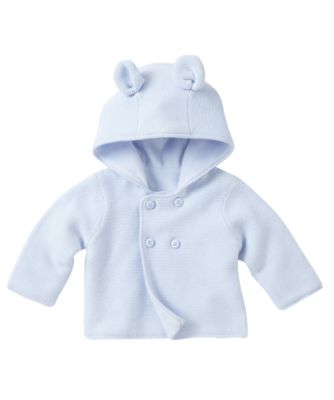 Mothercare Layette Velour Lined Hooded Cardigan   Pale Blue   jumpers 