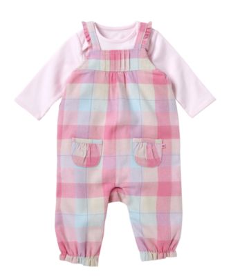 Mothercare Check Dungaree Set   Pink   dungaree sets   Mothercare