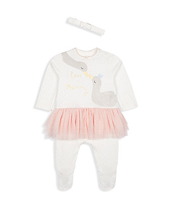 Mothercare Swan Tutu All In One And Headband Set