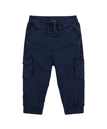 Mothercare Navy Cargo Trousers - Jersey Lined