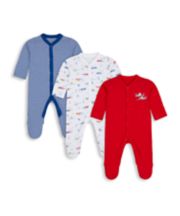 Mothercare Beep Beep Sleepsuits - 3 Pack