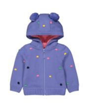 Mothercare Purple Spot Knitted Novelty Hoody