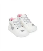 Mothercare First Walker Silver Heart Hi-Top Trainers