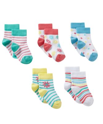 Mothercare Stripe and Flower Socks - 5 Pack - socks & tights - Mothercare