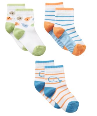 Mothercare Sea Creatures Socks - 3 Pack - socks - Mothercare