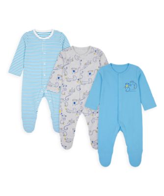 Mothercare Boys Monkey Sleepsuits - 3 Pack