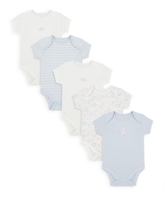 Babygrow Vests Age 0-3 Mths NEW Mothercare 5 Pack Short Sleeve Baby Bodysuits