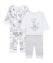 Mothercare Monochrome Pyjamas - 2 Pack