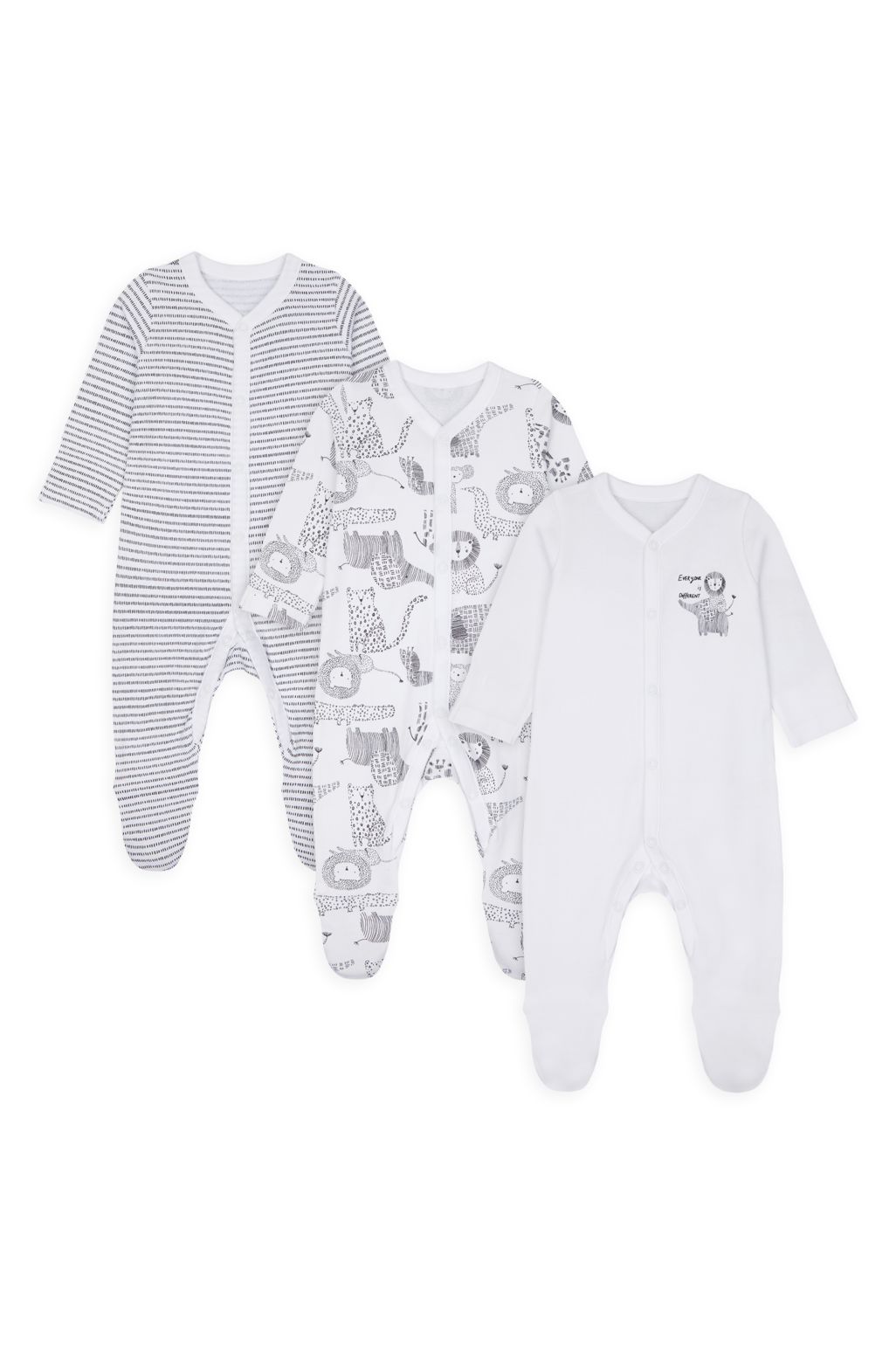 monochrome sleepsuits - 3 pack