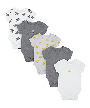 Mothercare Shine Bright Star And Spot Bodysuits - 5 Pack