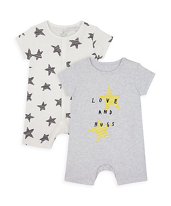 Mothercare Love And Hugs Star Rompers - 2 Pack