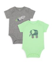 Mothercare Elephant And Rocket Bodysuits - 2 Pack