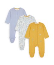 Mothercare Spring Bird Sleepsuits - 3 Pack