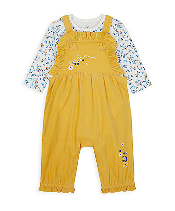 Mothercare Yellow Cord Dungarees And Bodysuit Set