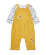 Mothercare Yellow Cord Dungarees And Bodysuit Set