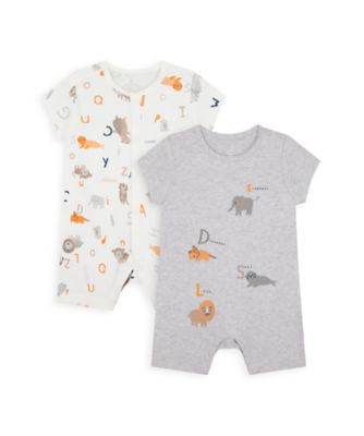 Mothercare Boys Animal Alphabet Rompers - 2 Pack