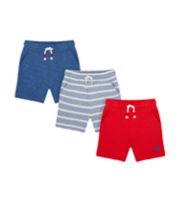 Mothercare Red And Stripe Shorts - 3 Pack
