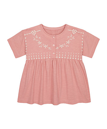 Mothercare Pink Embroidered T-Shirt