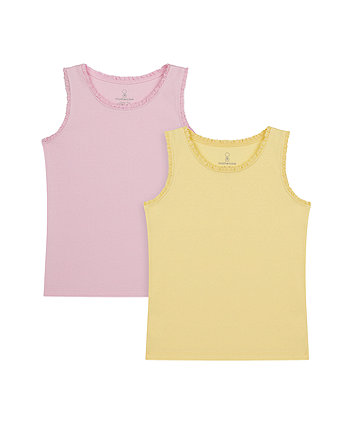 Mothercare Pink And Yellow Vest T-Shirts - 2 Pack