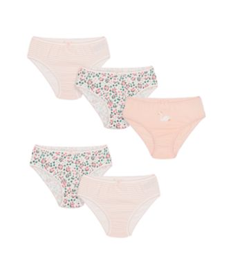Mothercare Girls Pink Swan Briefs - 5 Pack
