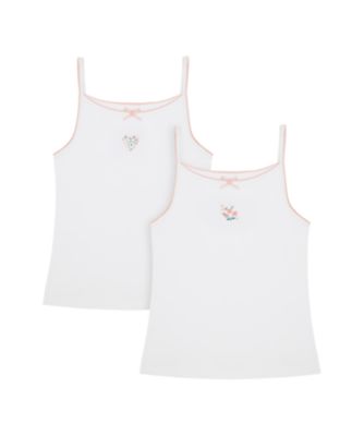 Mothercare Girls Heart Swan White Cami Top - 2 Pack