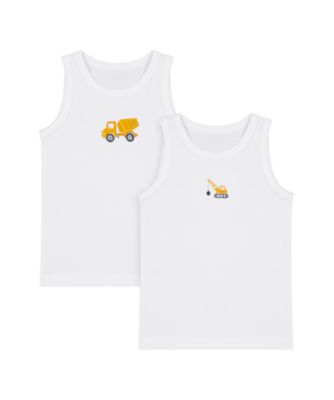 Mothercare Boys Plant Machine White Vests - 2 Pack