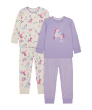 Mothercare Rainbow And Party Horse Pyjamas - 2 Pack
