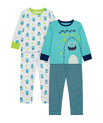 Mothercare Snuggle Monster Wide-Leg Pyjamas - 2 Pack