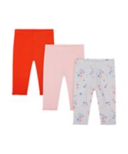 Mothercare Red, Pink And Floral Cropped Leggings - 3 Pack