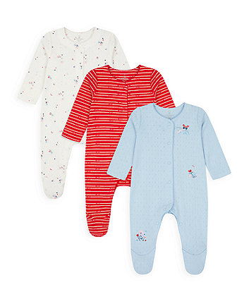 Mothercare Little Garden Sleepsuits - 3 Pack