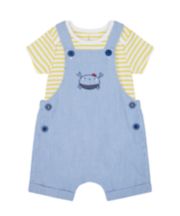 Mothercare Striped Crab Bibshorts And Bodysuit Set