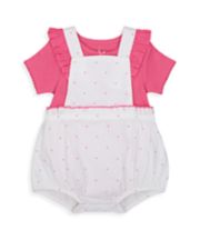 Mothercare Pink Spot Bibshorts And Bodysuit Set