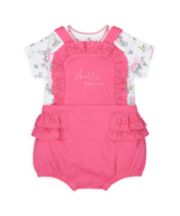 Mothercare Pink Broderie Bibshorts And Dino Bodysuit Set