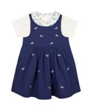 Mothercare Navy Bird Pinny Dress And Bodysuit Set
