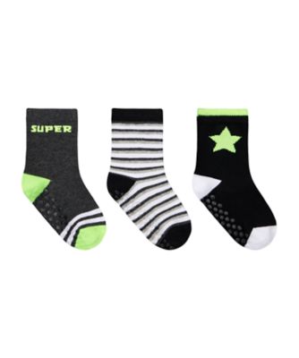 Mothercare Boys Neon Super Star Slip Resistant Socks - 3 Pack