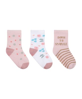 Mothercare Girls Born To Sparkle Slip Resistant Socks - 3 Pack