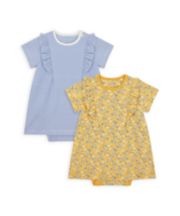 Mothercare Floral And Striped Romper Dresses - 2 Pack