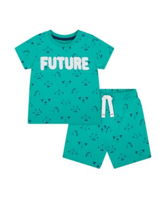 Mothercare We Are The Robots Green Allover Print T-Shirt And Short Set