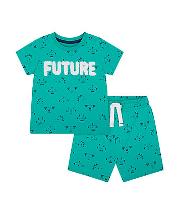 Mothercare Green Future T-Shirt And Shorts Set