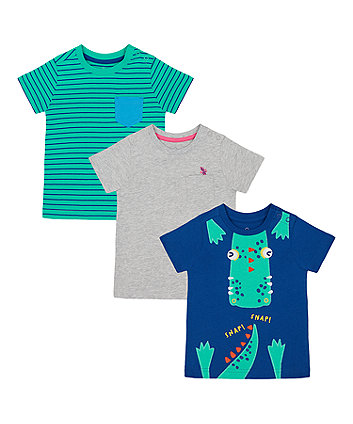 Mothercare Crocodile, Lizard And Stripe T-Shirts - 3 Pack