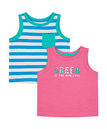 Mothercare Green Is The New Cool Vest T-Shirts - 2 Pack
