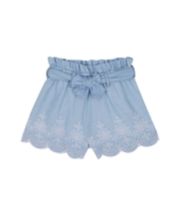 Mothercare Chambray Paperbag Shorts With Embroidered Hem