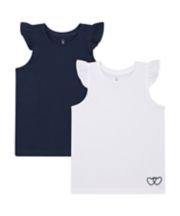 Mothercare White And Navy Vest T-Shirts - 2 Pack