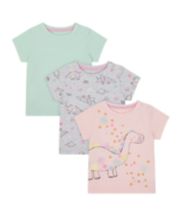 Mothercare Magical Rainbow Dinosaur T-Shirts - 3 Pack