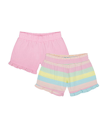 Mothercare Pink And Rainbow Striped Shorts - 2 Pack