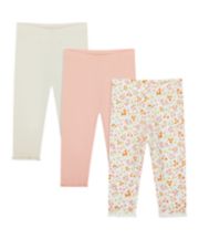 Mothercare Floral And Plain Leggings - 3 Pack