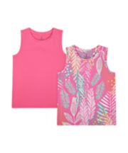Mothercare Pink And Print Vest T-Shirts - 2 Pack