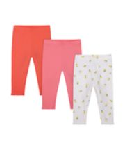 Mothercare Pink, Orange And Lemon Print Cropped Leggings - 3 Pack