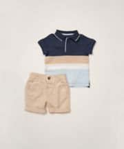 Mothercare Multi-Stripe Polo Shirt And Woven Shorts Set
