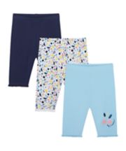 Mothercare Navy, Floral And Cherry Cropped Leggings - 3 Pack